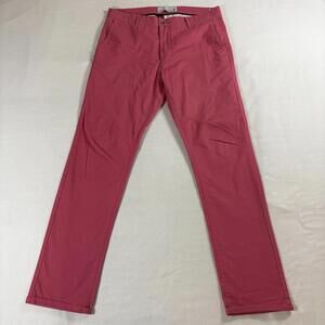 Mens Slim Chino Pants Pink 32x32 Fits Like 34 X 31 Stretch Preppy Casual Flat